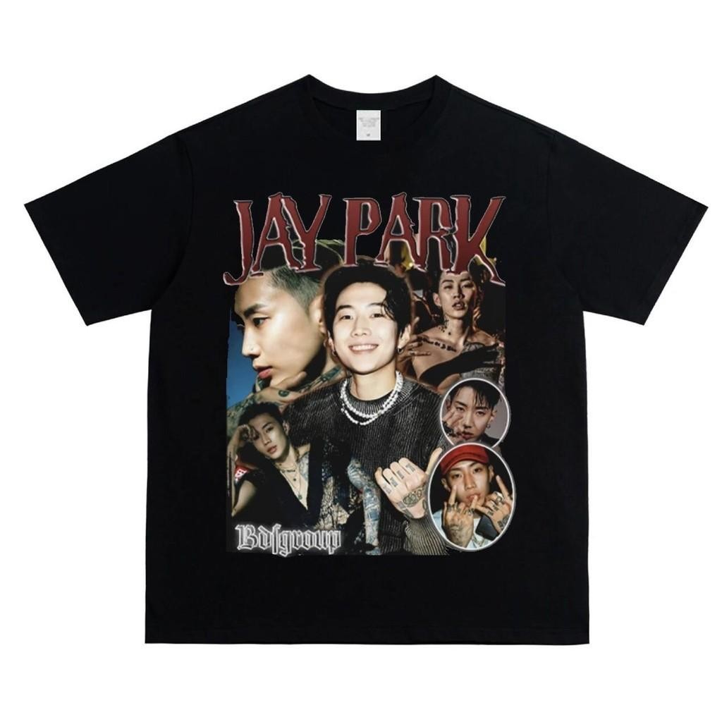 Kpop JAY PARK รอบคอผ้าฝ้าย T แขนสั้น Casual Hip Hop Top Man/ผู้หญิงเสื้อคู่