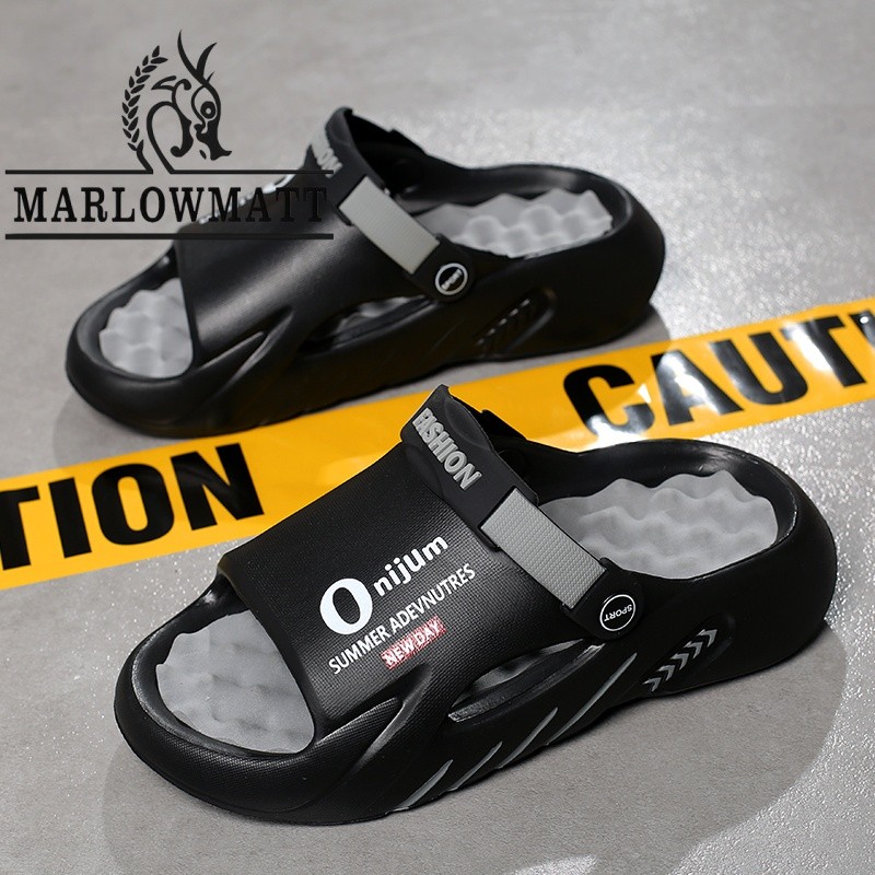Marlowmatt รองเท้าแตะผู้ชายพื้นรองเท้านวดสบายน้ําหนักเบา Breathable กันน้ํา Anti-slip Rainy Season