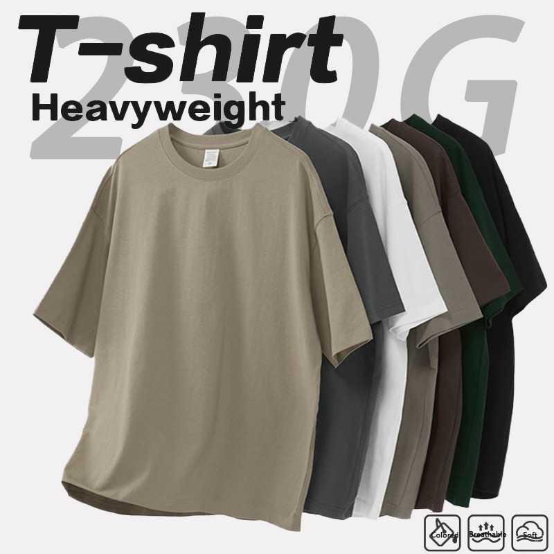เสื้อยืดคอกลม แขนสั้น เสื้อยืดสมาร์ททีเชิ้ต เสื้อยืด Oversize เสื้อยืดผู้หญิง เสื้อยืดผู้ชาย เสื้อยืดเปล่า เสื้อยืด โอเวอร์ไซส์ สี Black 230G
