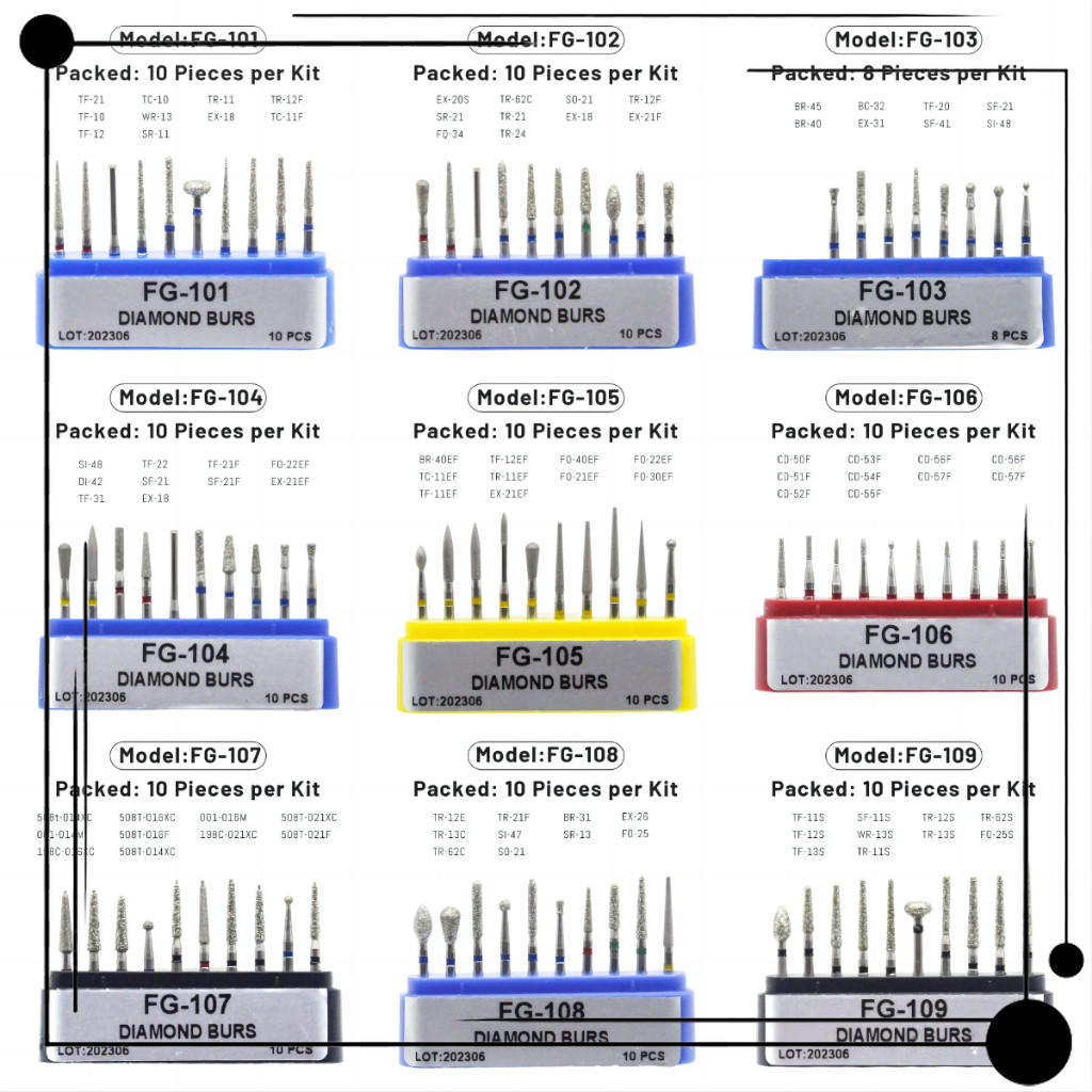 Life Dental Clinic Dental Diamond Burs ชุดเครื่องมือขัด Handpiece ความเร็วสูง