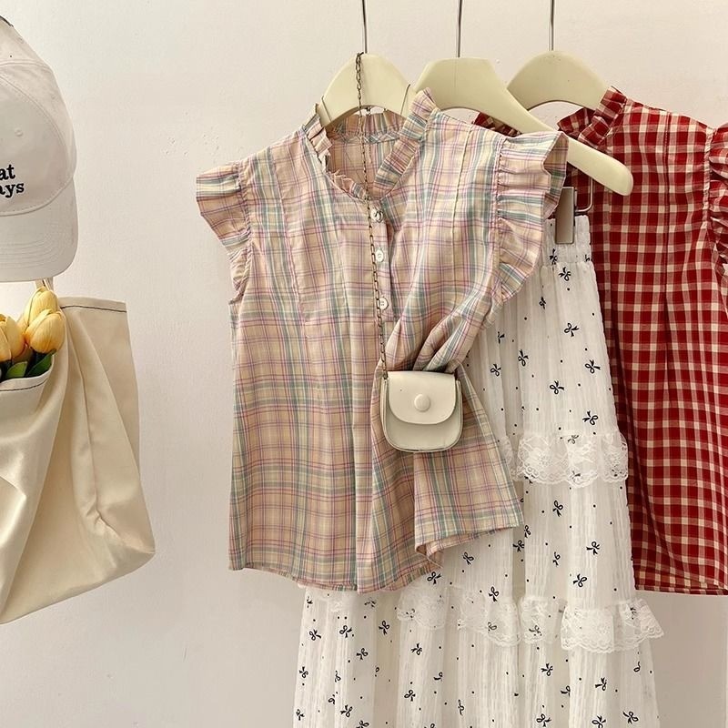 shayne-ฤดูร้อนใหม่ เสื้อสุภาพสตรี ตาหมากรุก ประเภทรุ่นหลวม หวาน น่ารัก แฟชั่นสบาย ๆ เวอร์ชั่นเกาหลี - รูปที่ 3