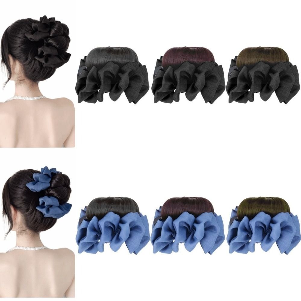 เจรีมี1สีฟ้าสีดําโบว์ ชญอง,กรงเล็บคลิปต่อผมมวยผมสังเคราะห์,อุปกรณ์ผม น่ากลัว ผมชิ้นปุยหัวบอลวิกผมผู้หญิง - รูปที่ 2