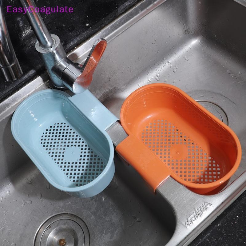 Eas บ้านพลาสติกท่อระบายน้ําตะกร้าอ่างล้างจานผู้ถือปรับสบู่ฟองน้ําแขวน Drainer ตะกร้ากระเป๋าอุปกรณ์ครัว Ate