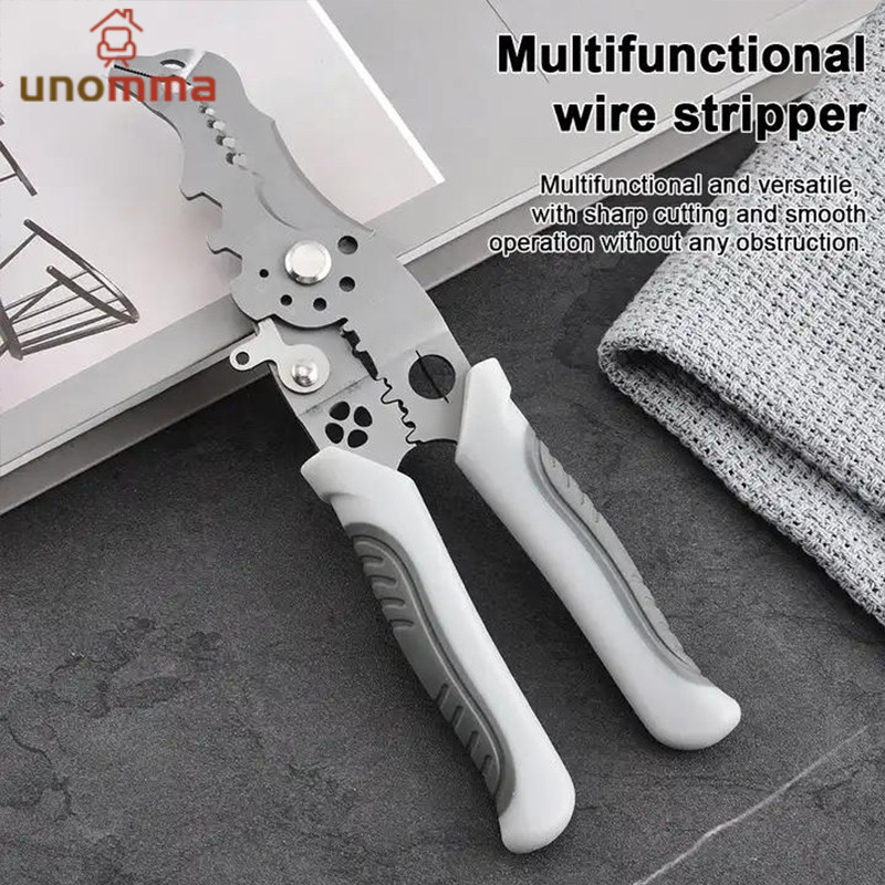 COD คีมปอกสายไฟ คีมช่างไฟฟ้าวัสดุสแตนเลส ตัดได้ทั้งสายอ่อนและสายแข็งคีมอเนกประสงค์ สามารถใช้เป็นประแจได้ด้วย unomma - รูปที่ 2