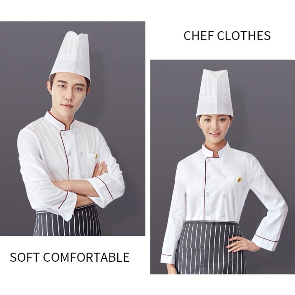 เสื้อเชฟสีขาว แขนยาว ระบายอากาศดี เหมาะสำหรับใช้งานในห้องครัว - รูปที่ 2