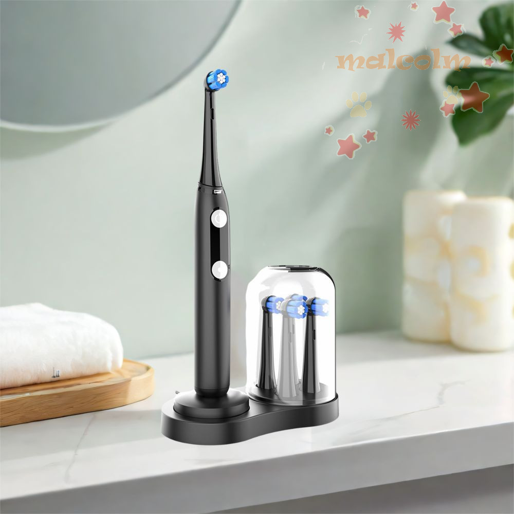 MALCOLM 2 ชุดหัวแปรง Storage Bracket, 2 in 1 ประหยัดพื้นที่แปรงสีฟันไฟฟ้า,พลาสติกสากลพร้อมถ้วยฝุ่นฐา