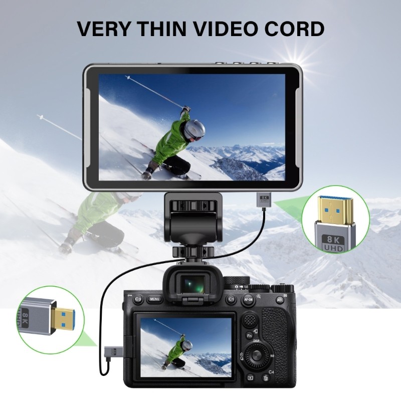 QUU Coiled 2 1 Version Camera Cable 8K60hz รองรับ 48Gbps Microed to Female