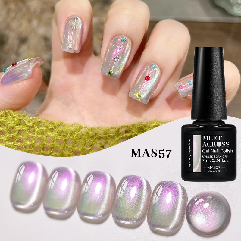 MTE ACROSS 7ml Auroras Magnetic Gel ยาทาเล็บ Glitter Clear Cat Eye Soak Off UV LED เจลเล็บ