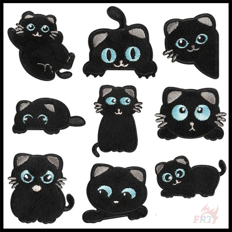 Kawaii Black Cats Q-9 Self-กาวสติกเกอร์ Patch 1 ชิ้น DIY