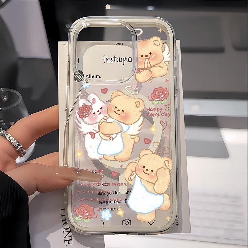 เต้นรําเนยหมีถุงลมนิรภัยกล้องพร้อมคุณสมบัติสําหรับiPhone 14 15 11 12 13 16 12PRO 13PRO 16PROMAX 15PR