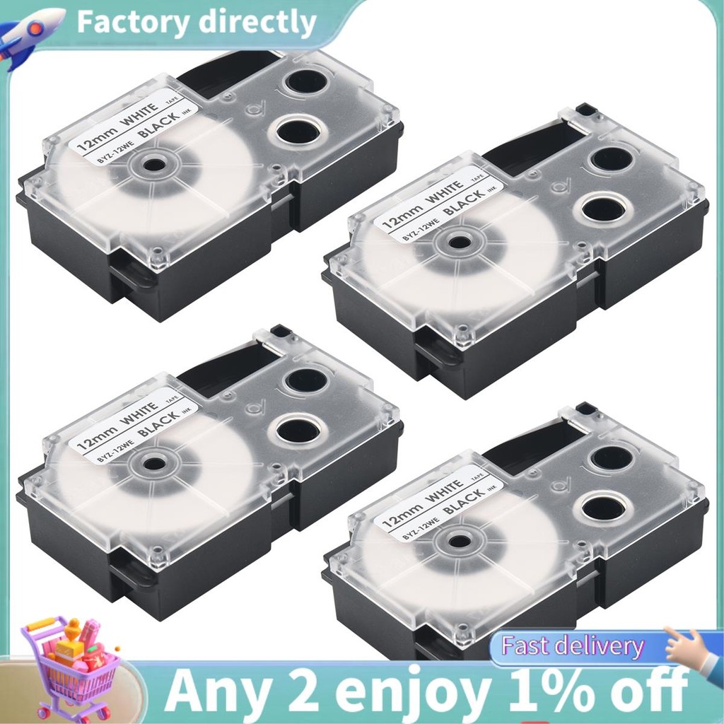 LU-4 แพ็ค 12 มม.สีดําบนป้ายสีขาวป้ายเทป Maker ใช้งานร่วมกับ KL1500 KL2000 KL7000 KL7200 -100 KL120 K