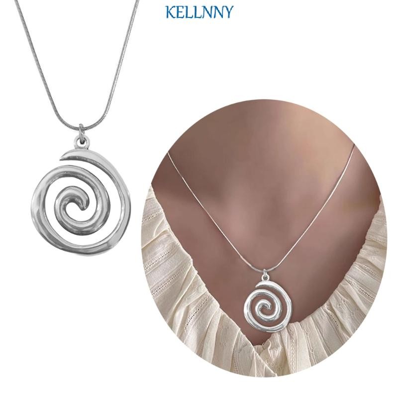 Fashionable Swirl Pendant Necklace Adjustable Length Neckchain Elegant Accessory