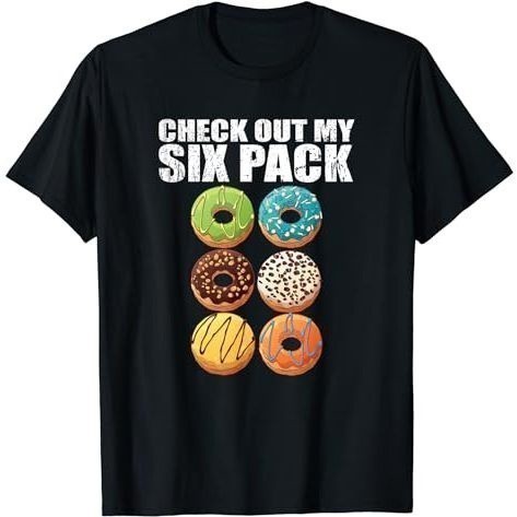 เสื้อยืดผู้ใหญ่ Check Out My Six Pack Donut Shirt - เสื้อยิมตลก