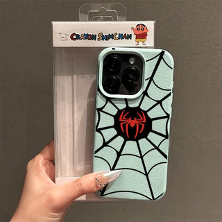 อินเทรนด์เท่การ์ตูนแมงมุมหนังหรูหรานุ่ม เคส IPhone 11 15 12 14 16 13 Pro Max XR 12 Pro XS Max X 7Plus 7 8 16 14 15 Plus