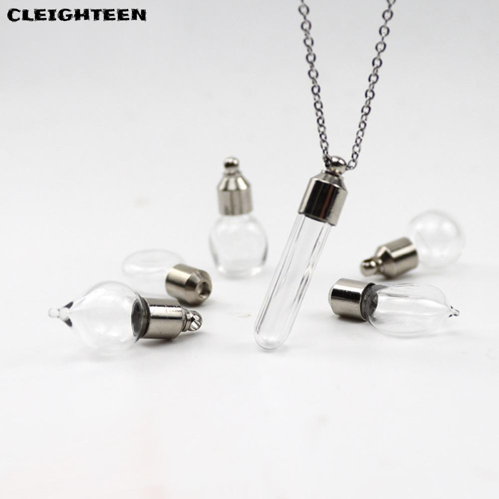 สร้อยคอขวดแก้ว CLEIGHTEEN, ที่ใส่ขี้เถ้าเติมได้ Wishing Bottle, Keepsake with Chain แก้วใสน้ําหอม Vial จี้