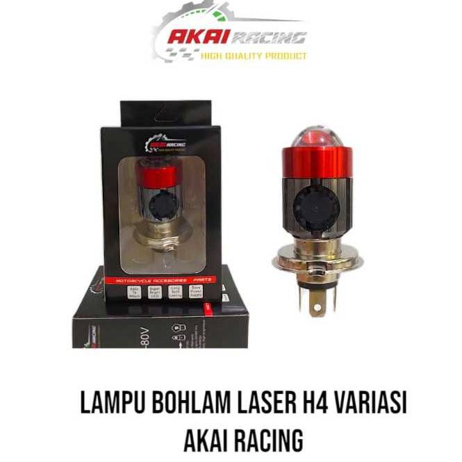 Akai Racing H4 เลเซอร์ด้านหน้าหลอดไฟ + H4 หลอดไฟ Led พัดลมสีขาว-เหลือง Universal R15,Vixion,Byson,Ve