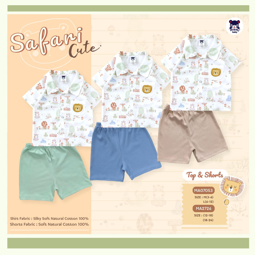 Mami baby เชิ้ตเด็กพร้อมกางเกงพิมพ์ลายสุดน่ารัก World Wild Life Size : 6-12 // 12-18 // 18-24 // 3Y - รูปที่ 5