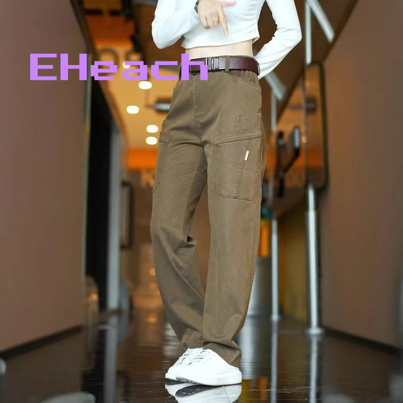กางเกง cargo ทรงตรงสำหรับผู้ชาย แบบยืดหยุ่น มีหลายกระเป๋าพกพาสะดวก