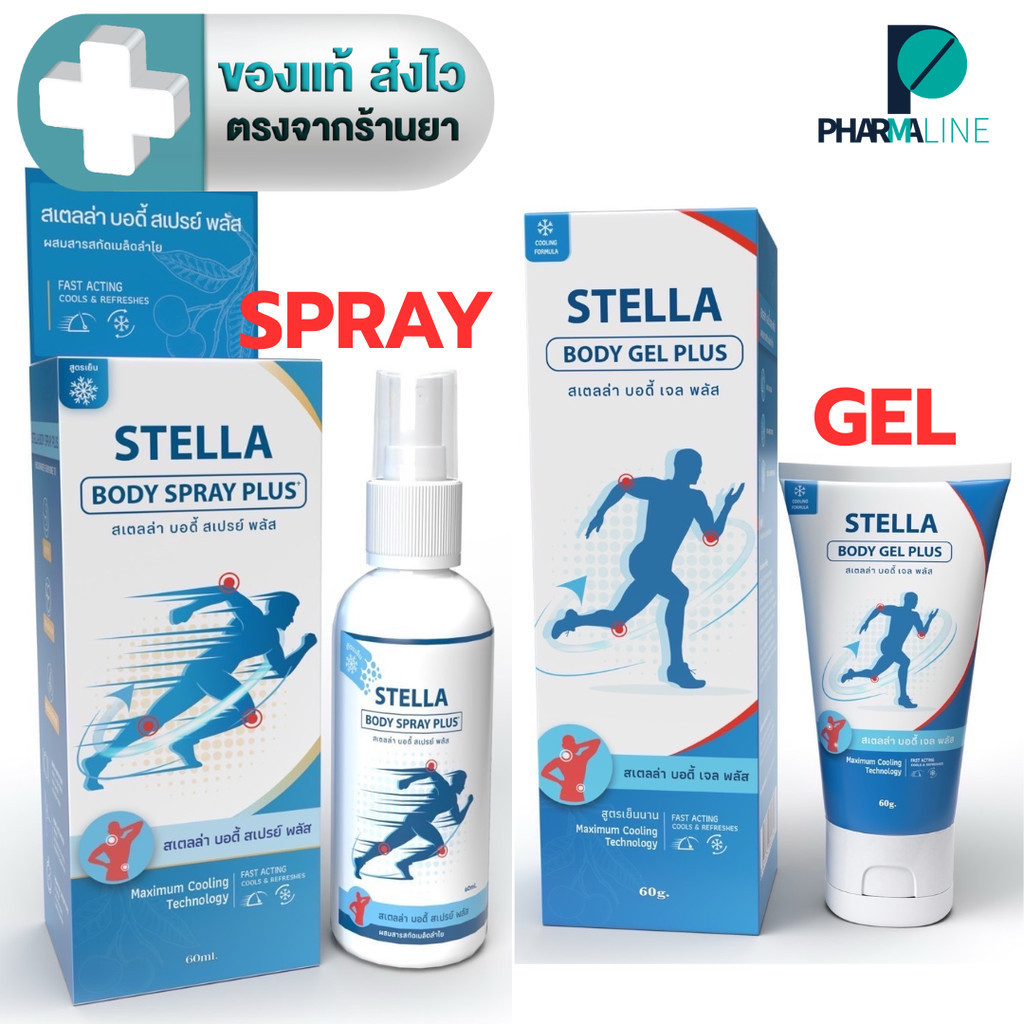 Stella (Regin) Cool sprey ผลิตภัณฑ์นวดผิวกาย สูตรเย็น ผสมสารสกัดเมล็ดลำไย 60 ml. /  cool SR  Gel 60 g. [PLine]