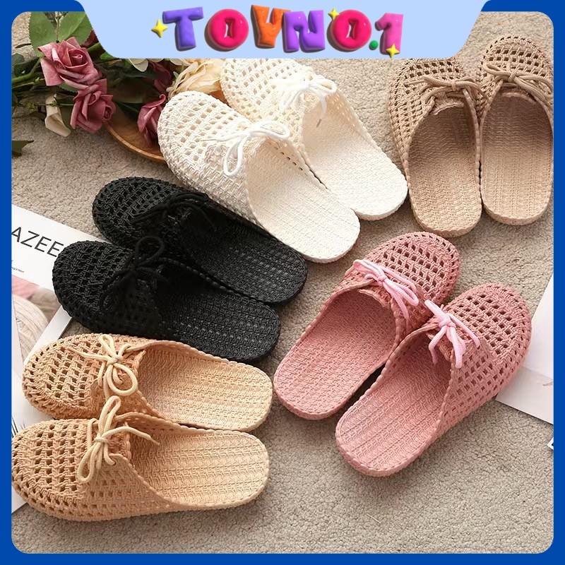 ToyNo.1🧸พร้อมส่ง🧸 "LT-GL919" รองเท้าแตะผู้หญิง งานลายสาน ผูกโบว์ พื้นนิ่ม น้ำหนักเบา ใส่สบาย