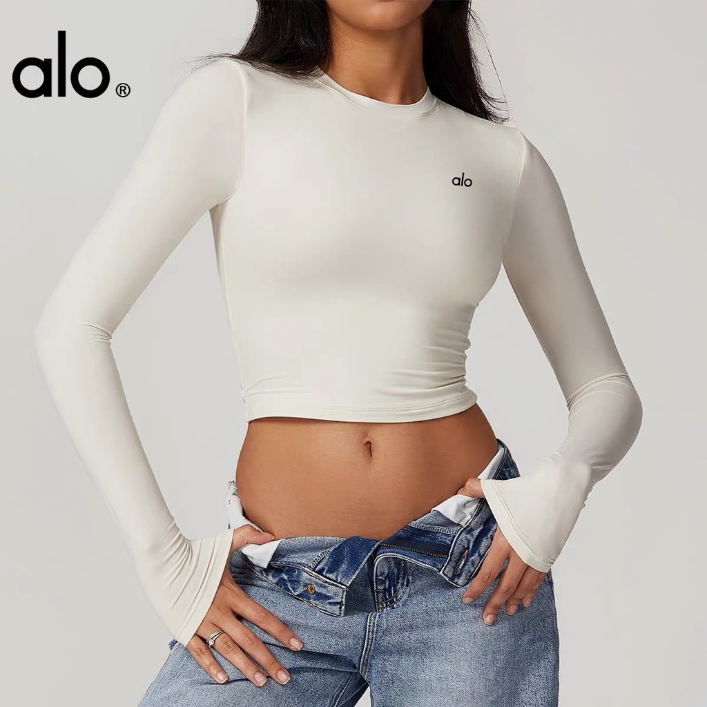 ALO เสื้อผ้าโยคะฤดูใบไม้ร่วงฤดูหนาว Slimmer ดูแขนยาวกีฬาผู้หญิง Professional Running Pilates การฝึกอบรมฟิตเนสเสื้อผ้าอินเทรนด์