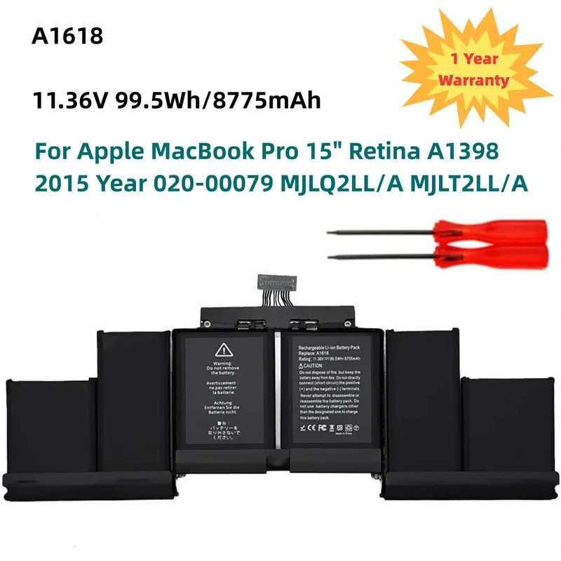 11.36V 99.5Wh A1618 Battery For Apple MacBook Pro 15" Retina A1398 2015 Year 020-00079 MJLQ2LL/A MJL