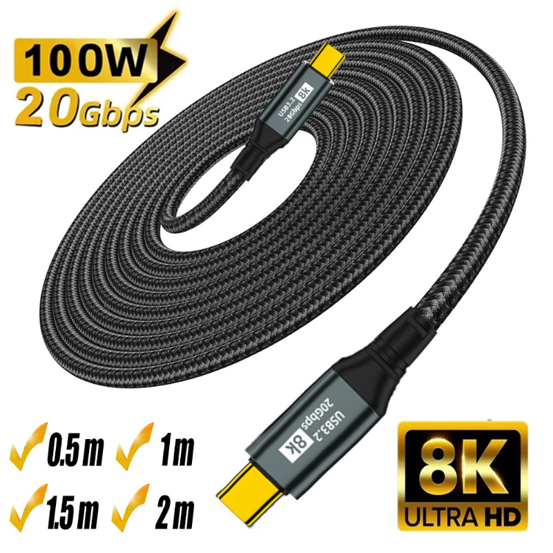 SAMSUNG 5A PD100W USB 3.2 20Gbps Type C ถึงประเภทCสําหรับSamsung S10 S9 note8 C9 C9pro S21 S23 huawe