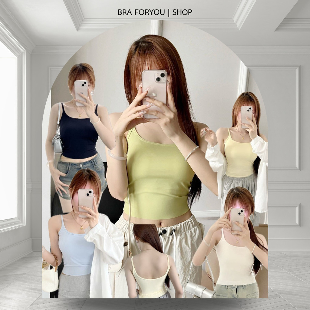 Bra Foryou เสื้อสายเดี่ยวผ้าไหมน้ำแข็ง โทนสีหวานๆ ฤดูร้อน(2019) สำหรับผู้หญิง Women Lady Lady Clothing เหลือง