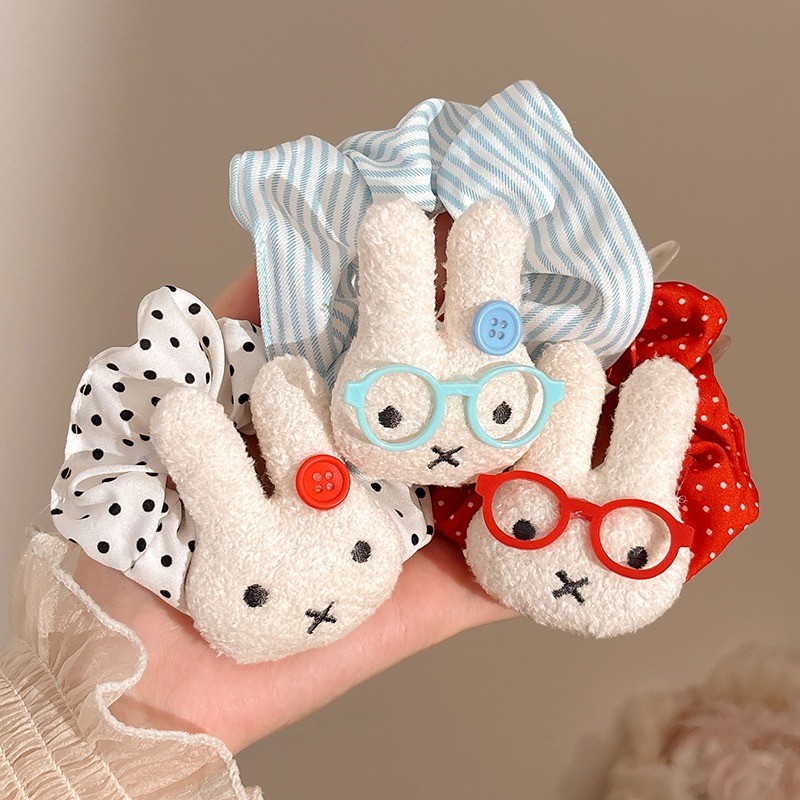 Miffy Bunny Scrunchie แฟชั่นเกาหลีใหม่ สำหรับเด็กหญิง พร้อมเครื่องประดับผมน่ารัก