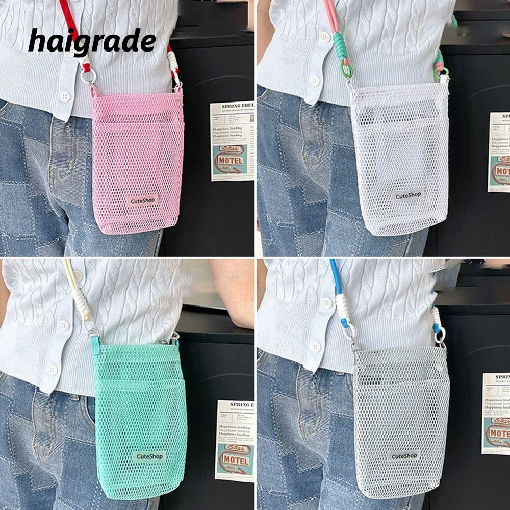 กระเป๋าผู้หญิง ทรงตาข่ายโปร่ง พกพาสะดวก มีช่องใส่มือถือ ความจุมาก