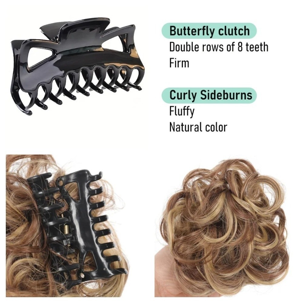 ICRAFT Bun Extension Clips, Messy Curly Bun​​ ​​คลิปกรงเล็บวิกผมดอกตูม, ส่วนขยายผมหางม้า​​ เครื่องประดับผม ผมสังเคราะห์หัวบอลปุย​​ แฮร์พีชผู้หญิงหัวซาลาเปาวิกผม​​ ราคา ถูกที่สุด ดีลบีเคเค แกลเลอรีภาพที่ 6