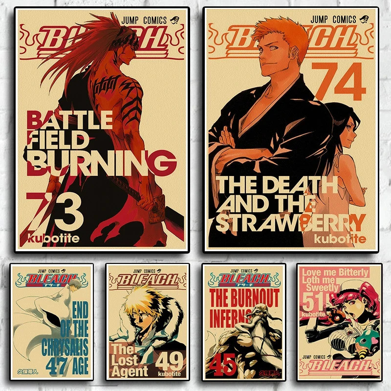 อะนิเมะรูป Bleach โปสเตอร์ความงาม Gigante Retro Manga ภาพวาดผ้าใบภาพจิตรกรรมฝาผนัง Kawaii ตกแต่งห้อง