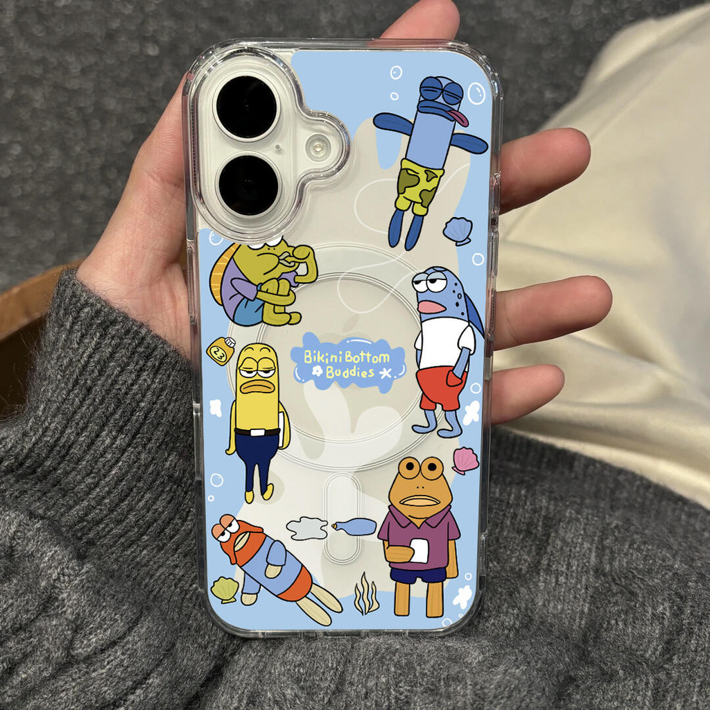 Blue Ugly Fish รูปแบบกันกระแทก 17pro เคสโทรศัพท์เทียบได้กับ iPhone 16pro 16plus 15promax 14pro ปลอก 14plus 15plus 16plus ฝาครอบ