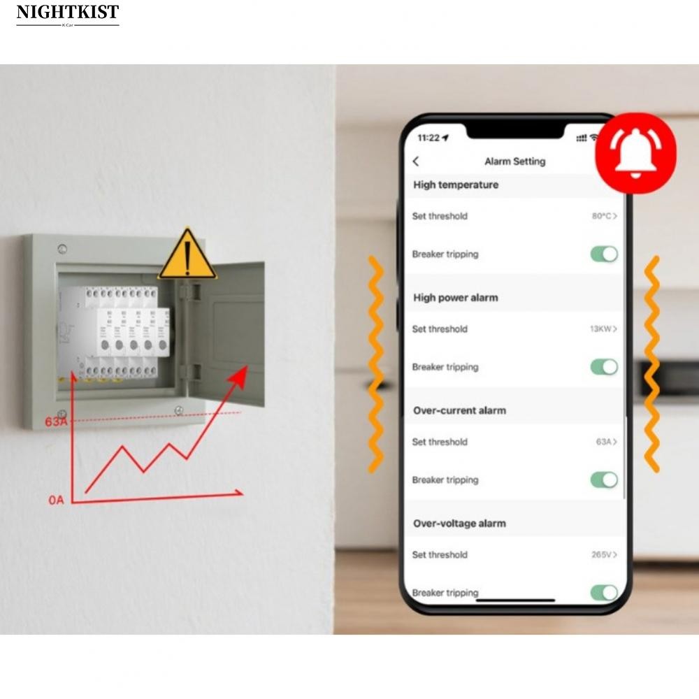Smart 1-63A Circuit Breaker: Real-Time Power Monitoring & App Control!