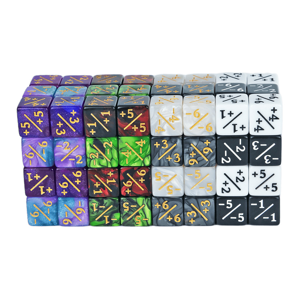 6pcs D6 Dice Positive Negative +1 -1 Counters Dice for Math Teaching Role Playing Game Card Game Boa
