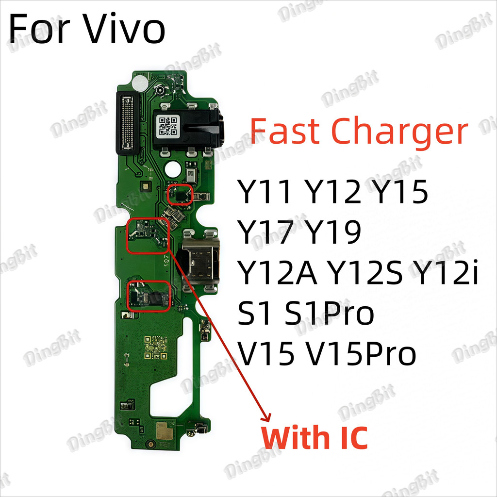 สําหรับ Vivo Y11 Y12 Y15 Y17 Y19 Y20i Y20 Y20S G Y12A Y12S Y12i S1 Pro V15 Pro ชาร์จพอร์ตบอร์ด IC รองรับ Fast charging และไม่มี IC เปลี่ยนบอร์ด