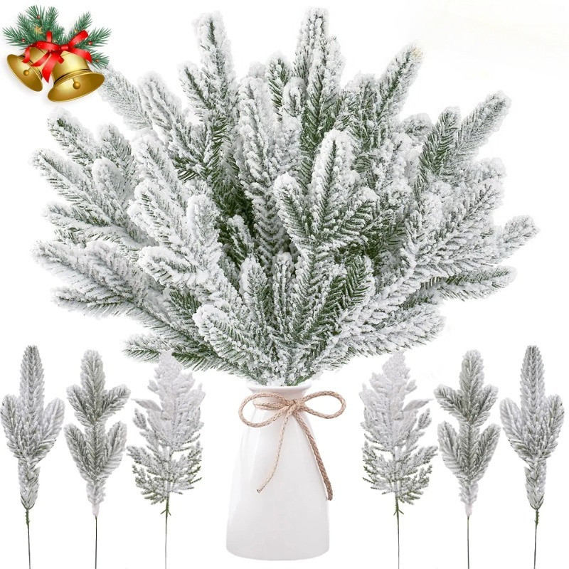 1 PC ประดิษฐ์สนเข็มสาขา Snow Pine สําหรับคริสต์มาส Xmas Tree พวงหรีด DIY พืชปลอมเครื่องประดับบ้านใหม่ปีของขวัญ