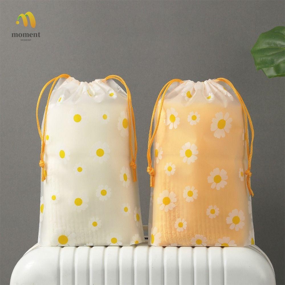 MOMENT ถุงเก็บรองเท้า,กันน้ําการ์ตูน Daisy Drawstring Bag, ทนทาน Moisture-proof Dust-Proof Hanging Bags Travel Shoe Bag Travel/Bussity Trip