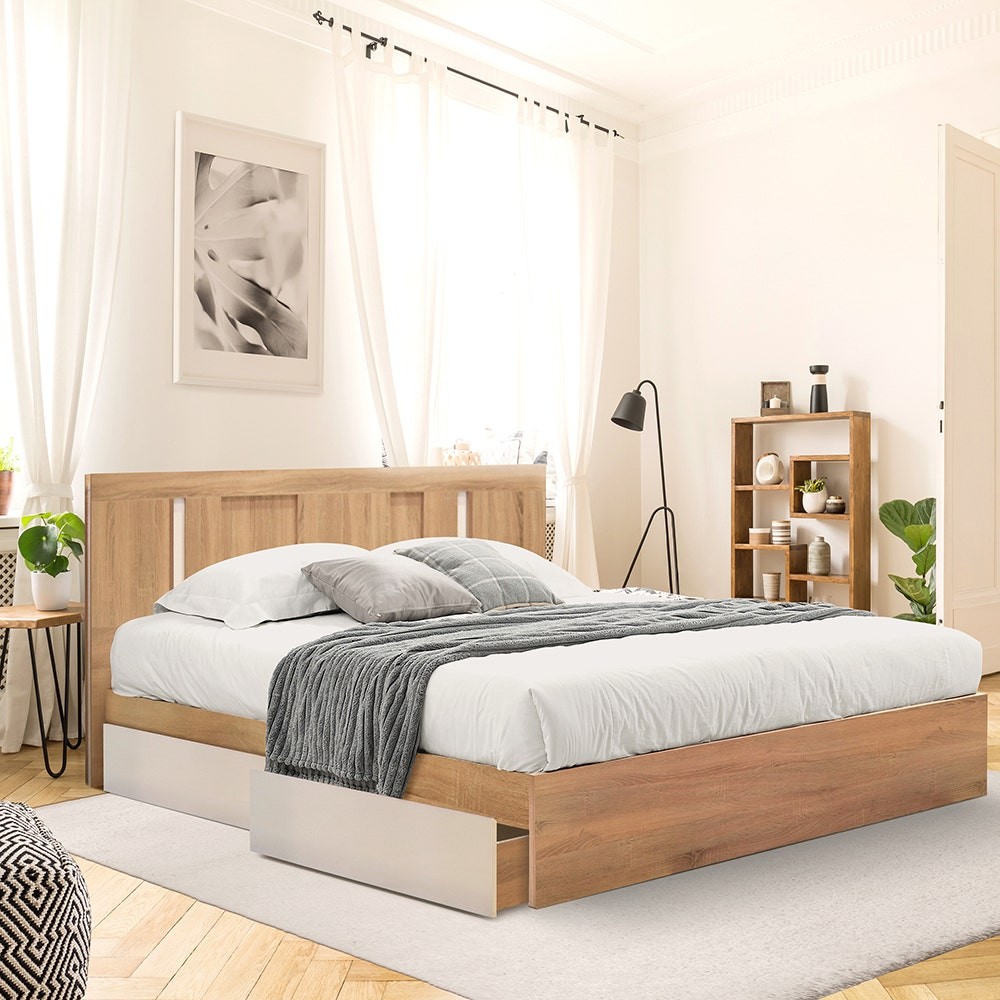 SB Design Square เตียง 5 ฟุต รุ่น Sacha สีไม้อ่อน (168x216x98 ซม.)  แบรนด์ LOOMS