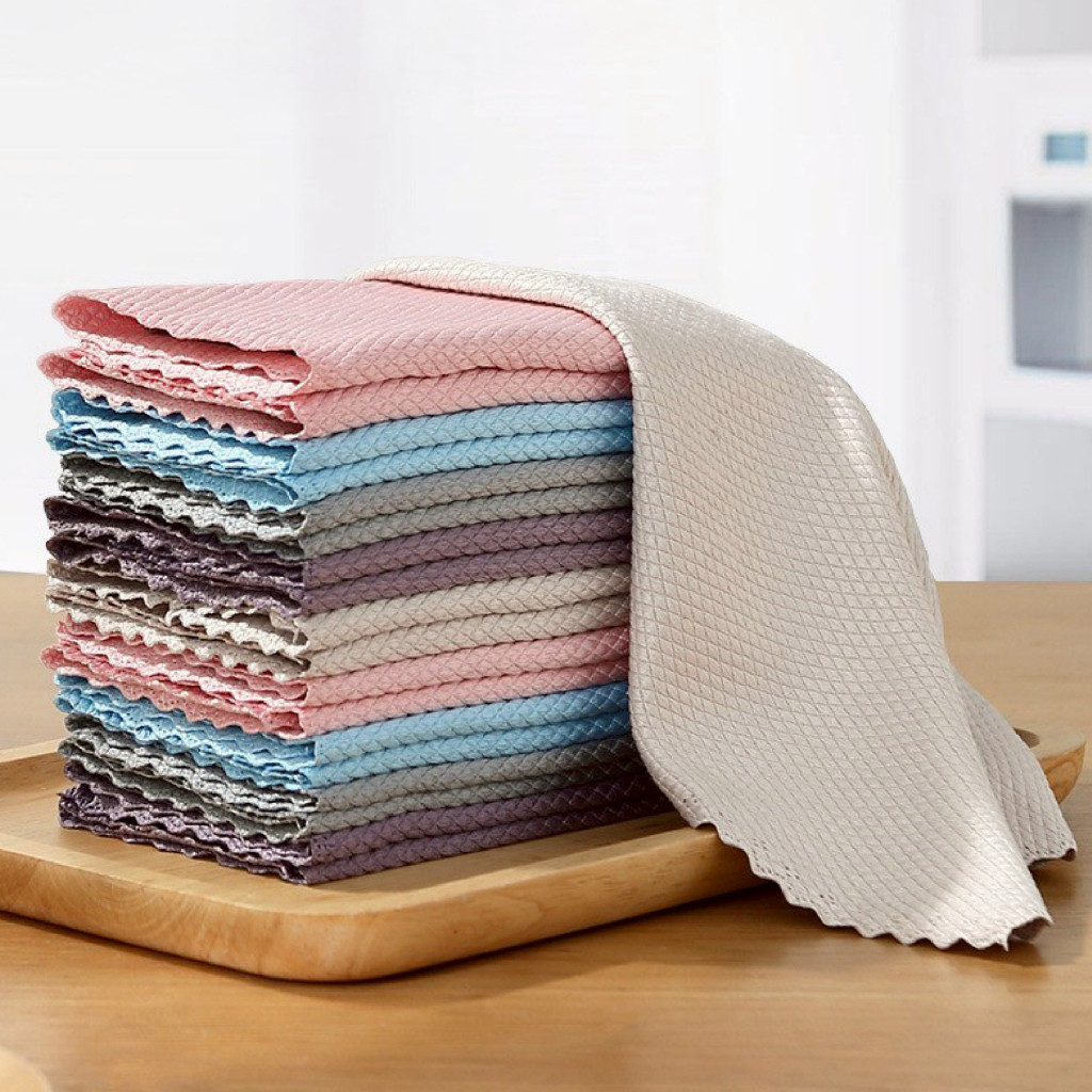 VINIMALL ผ้าเช็ดทำความสะอาดอเนกประสงค์ ผ้าเช็ดลายเกล็ดปลา ผ้าไมโครไฟเบอร์ ไร้ขอบ CLEAN904 S34 - รูปที่ 7