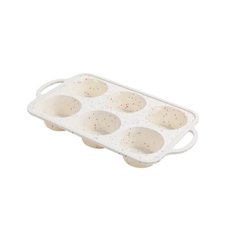 Yao Speckled Silicones Baking Mold 6 Cups French Muffin Pan Tray เครื่องล้างจานปลอดภัย