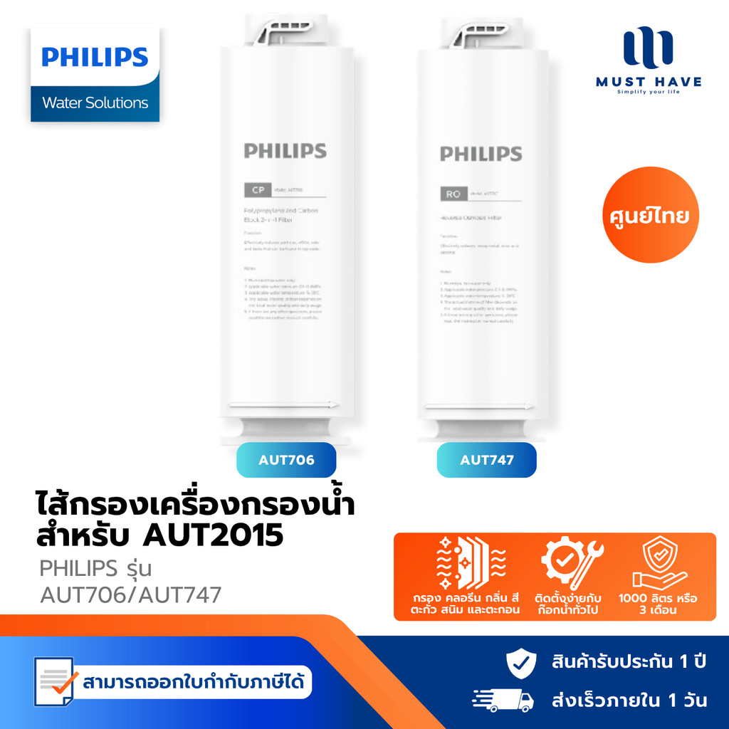 Philips AUT706 CPPPC Filter /AUT747 RO Filter ไส้กรองน้ำเครื่องกรองน้ำ สำหรับเครื่องกรองน้ำรุ่น RO A