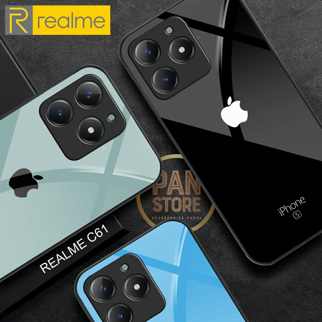 ล่าสุด 2024 Realme C61 Glossy Glass Softcase C61 เคสโทรศัพท์มือถือ - ตัวป้องกันโทรศัพท์มือถือ - เคสโ