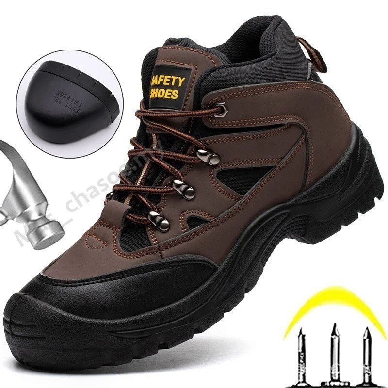 รองเท้าทําลายรองเท้า Steel Toe Boots, Anti Puncture, Oil Resistance, Protective Shoes Anti-smash Saf