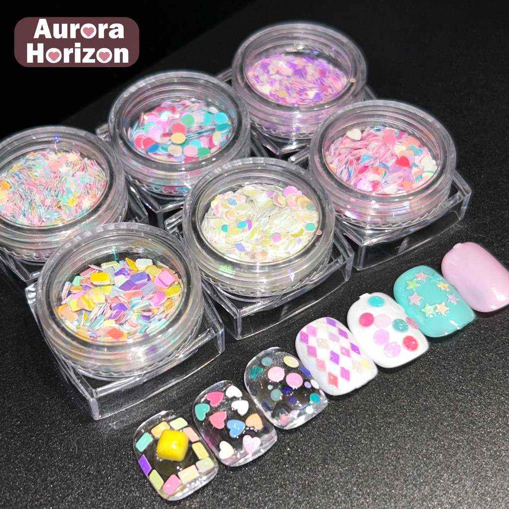 พร้อมส่งในกรุงเทพฯ ของตกแต่งเล็บ 1ชุด/6กระปุก กลิตเตอร์แต่งเล็บ Gitterทรง4เหลี่ยม 6กระปุกแนวน่ารัก