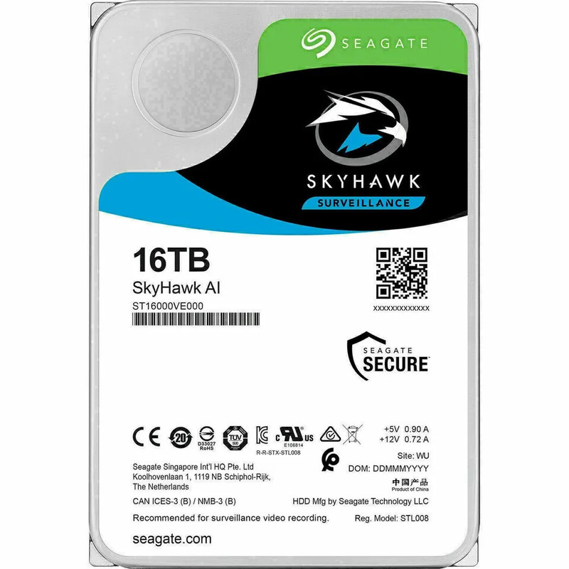 ฮาร์ดไดรฟ์ Seagate ST16000VE000 SkyHawk AI 16TB ภายใน 7200 RPM 3.5 นิ้วใหม่