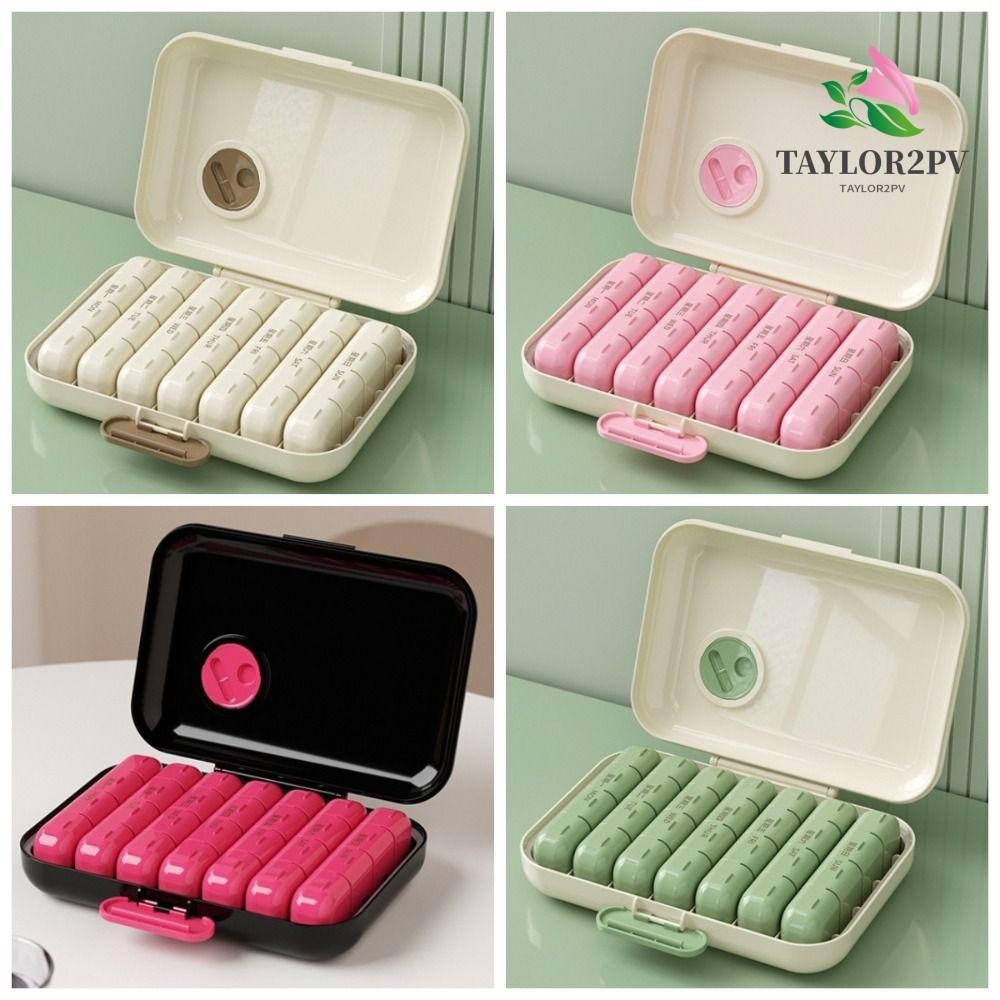 TAYLOR2PV ที่เก็บยา 7 วัน, กันฝุ่น 21/28 Grid Daily Pill Box, Reusable Waterproof Week Mark Moisture