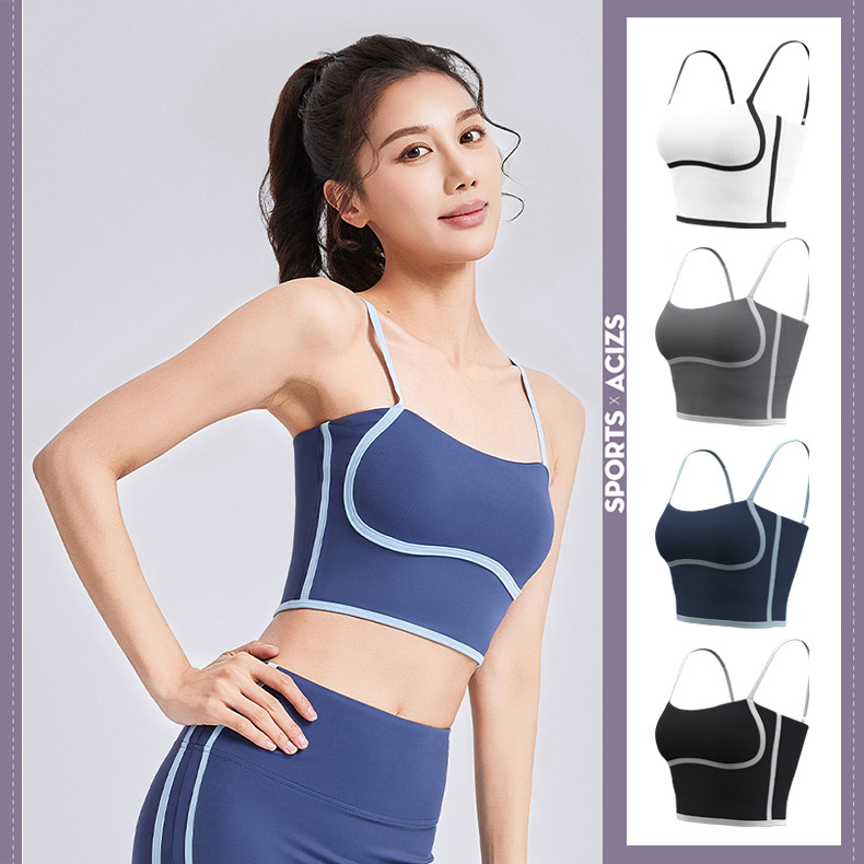mvp sport เสื้อชั้นในกีฬาผู้หญิง เสื้อชั้นในแบบสายเดี่ยวสำหรับโยคะ เสื้อชั้นในกีฬา สายปรับระดับได้ แผ่นรองบราแบบถอดได้