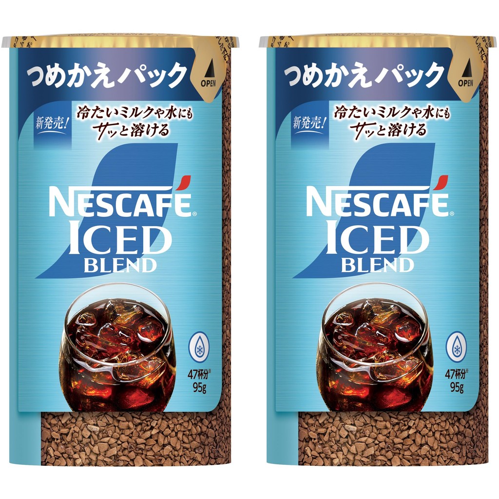 Nescafe Ice Blend Eco & System Pack 95g x 2, 95 cups, Refill, Black, Regular Soluble Coffee