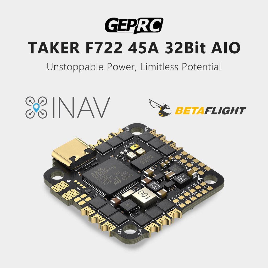 [G18 AIO] GEPRC TAKER F722 45A 32Bit AIO Flight Controller 2-6S Brushless ESC Built-in Barometer for